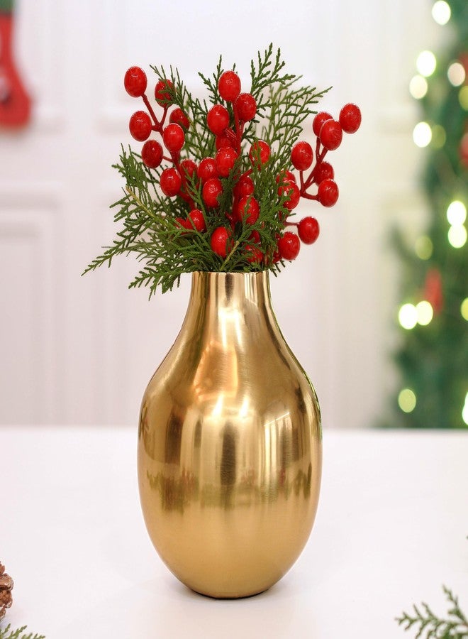 Behoma Metal Flower Vase for Home Decor Living Room Kitchen Office Wedding | Round Shape Metal Table Decorative Flower Pot Gold Colour Small (Flower not Included) - Image 1